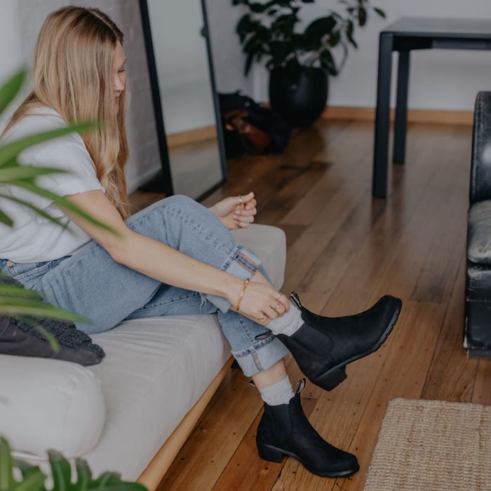 Women's Series Heeled Boots Black Nubuck Blundstone