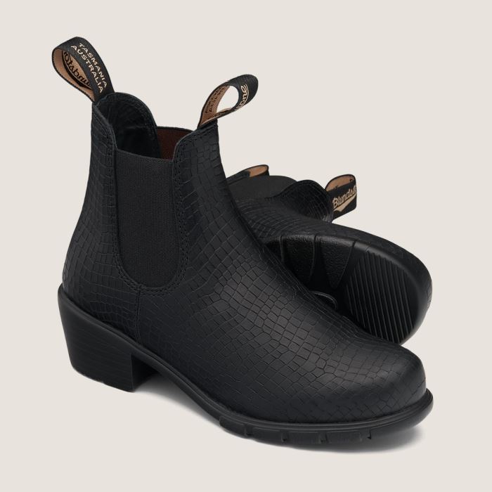 Blundstone Women's Series Heeled Boots Black Crocodile