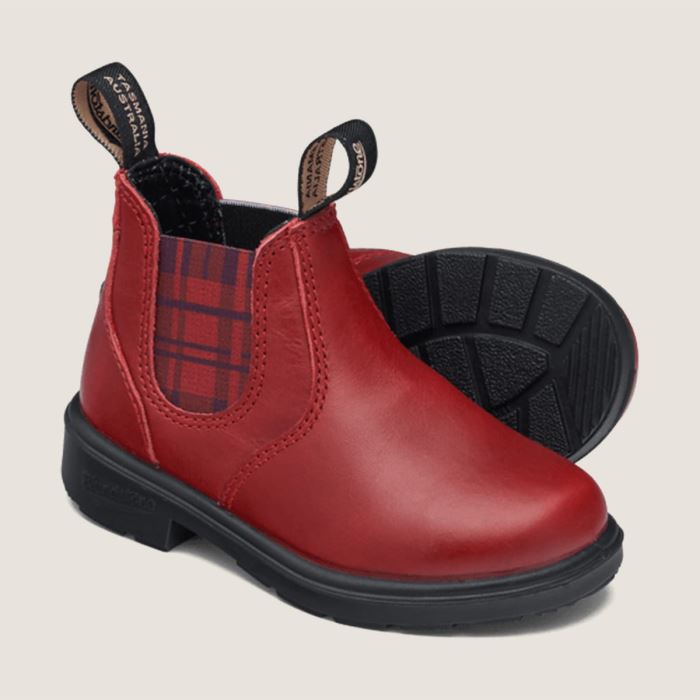 Kids' Series Chelsea Boots Red/Burgundy Tartan Blundstone