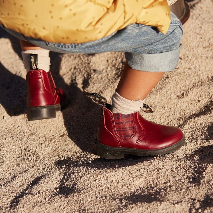 Kids' Series Chelsea Boots Red/Burgundy Tartan Blundstone